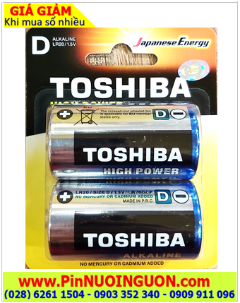 Pin Toshiba LR20GCP-BP2; Pin LR20GCP-BP2; Pin đại D 1.5v Alkaline Toshiba LR20GCP-BP2 Vỉ 2viên